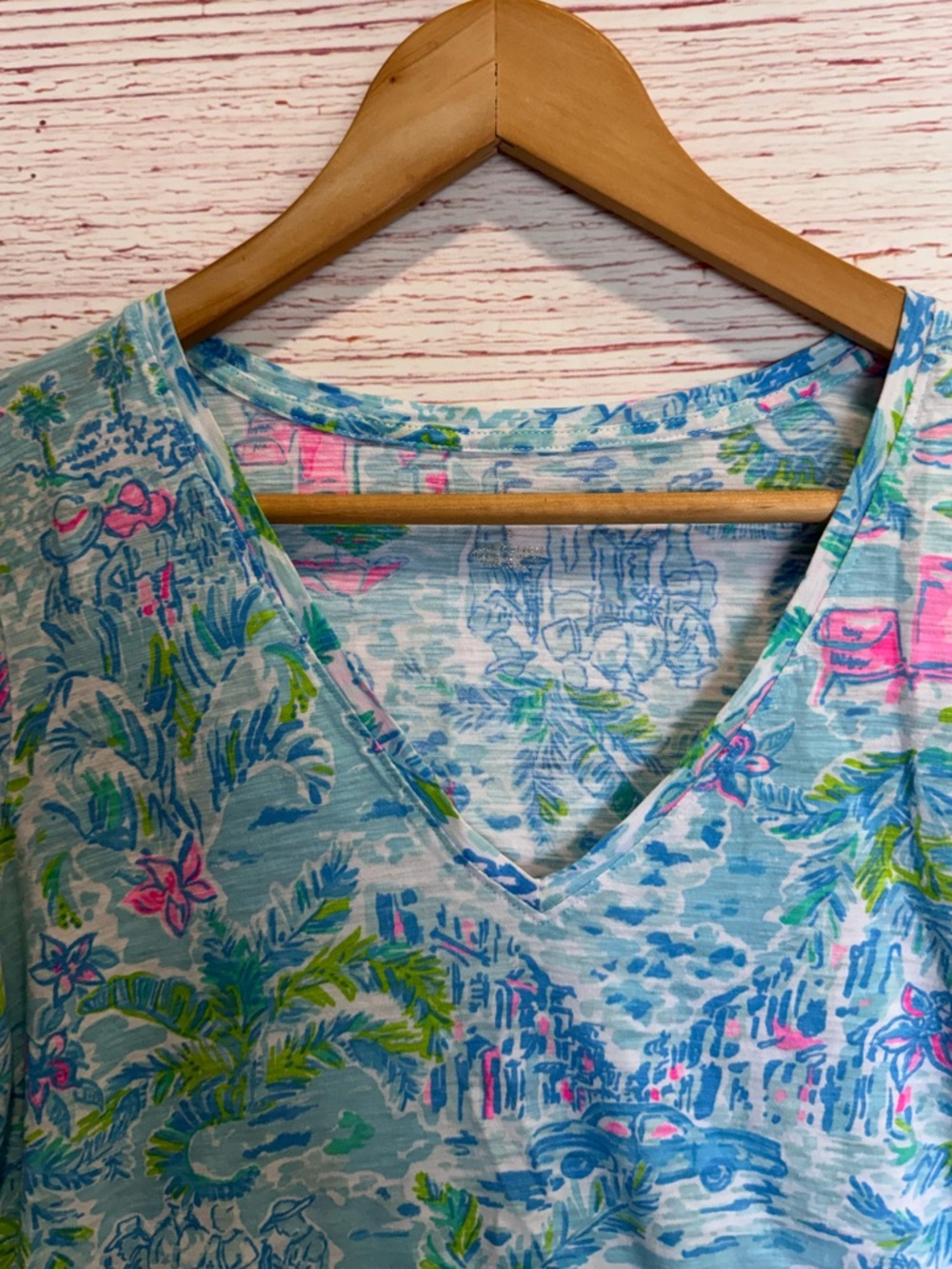Lilly Pulitzer Etta V Neck Top in What a Lovely Place Multi Sz S - Picture 4 of 9